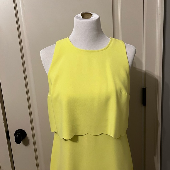 Loft- size 4, like new,beautiful key lime dress,scallop trim and peak a boo back - Picture 4 of 5